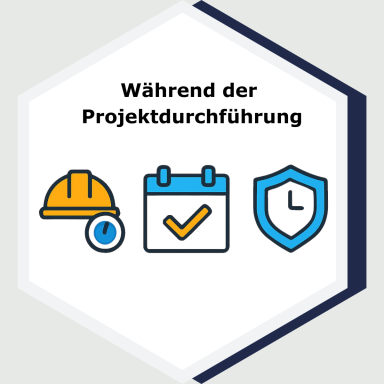 Haftungsschild, Uhr, Kalender und Schutzsymbol – Projektmanagement-Icons.